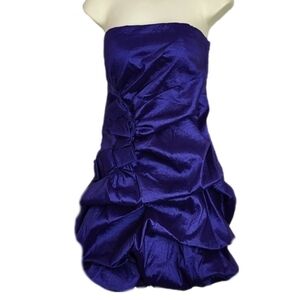 Masquerade Dress Ruched, Ribboned & Bubble Mini Hem Purple Size 10